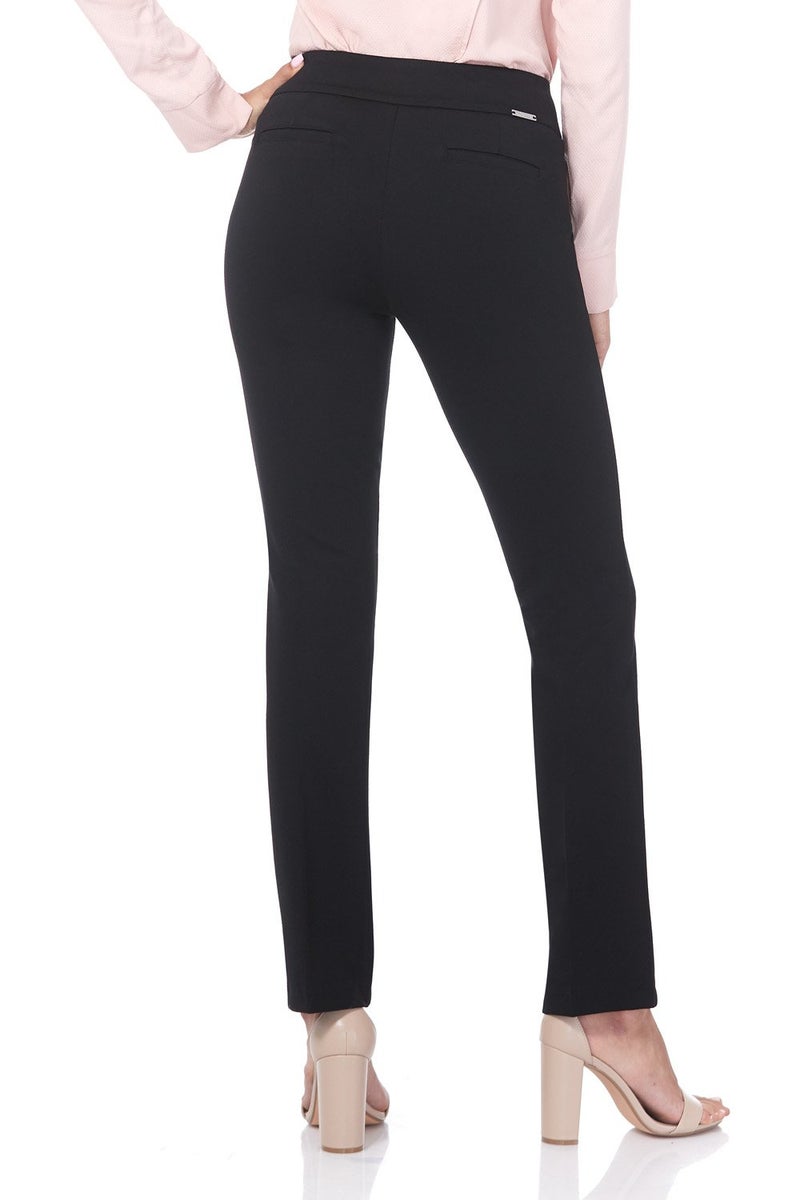 Rekucci Women's Secret Figure Pull-On Knit Straight Pant w/Tummy Control (12 Short, Black) - Image 3